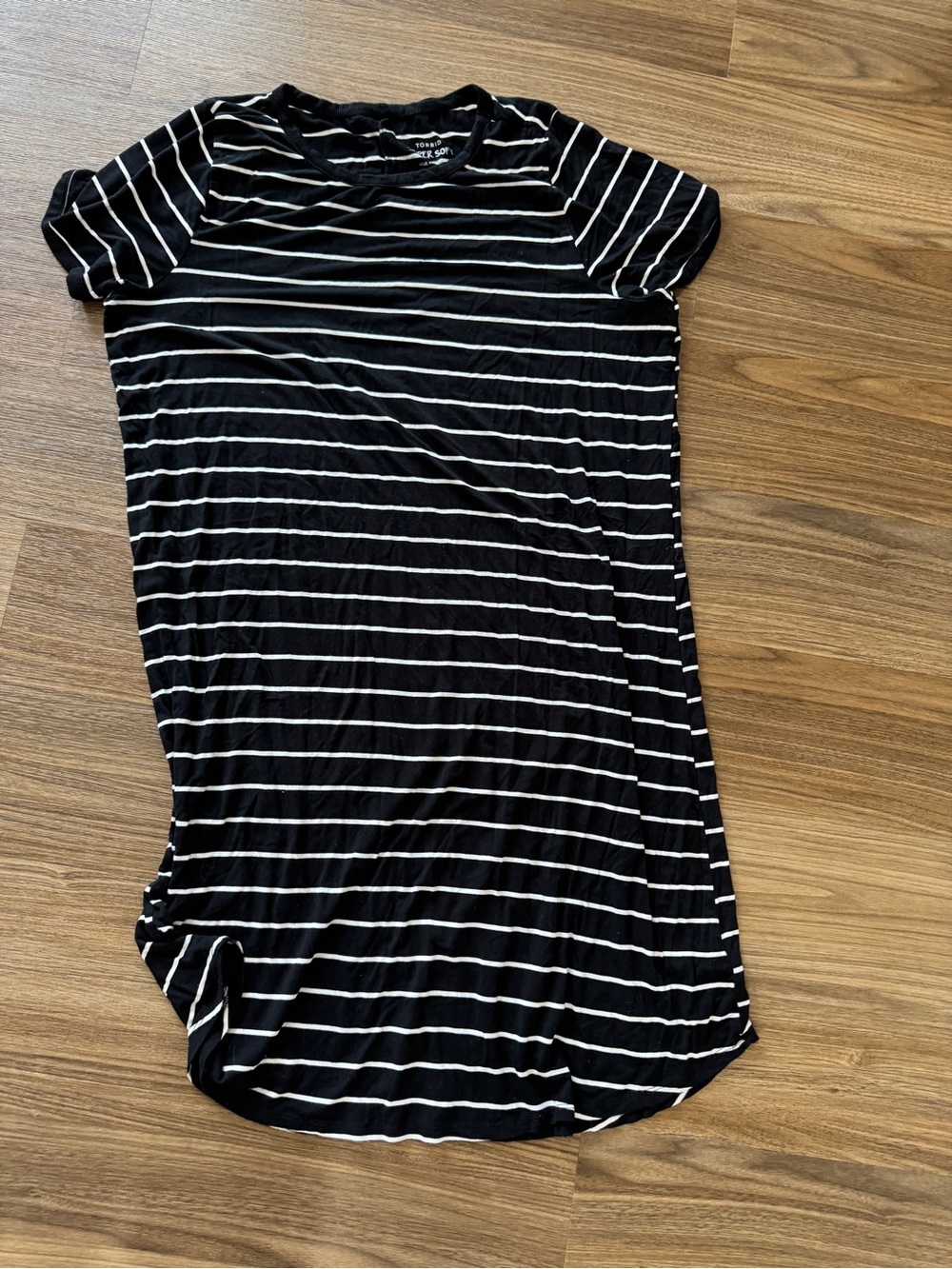 torrid Black & White Striped Midi Tee Dress